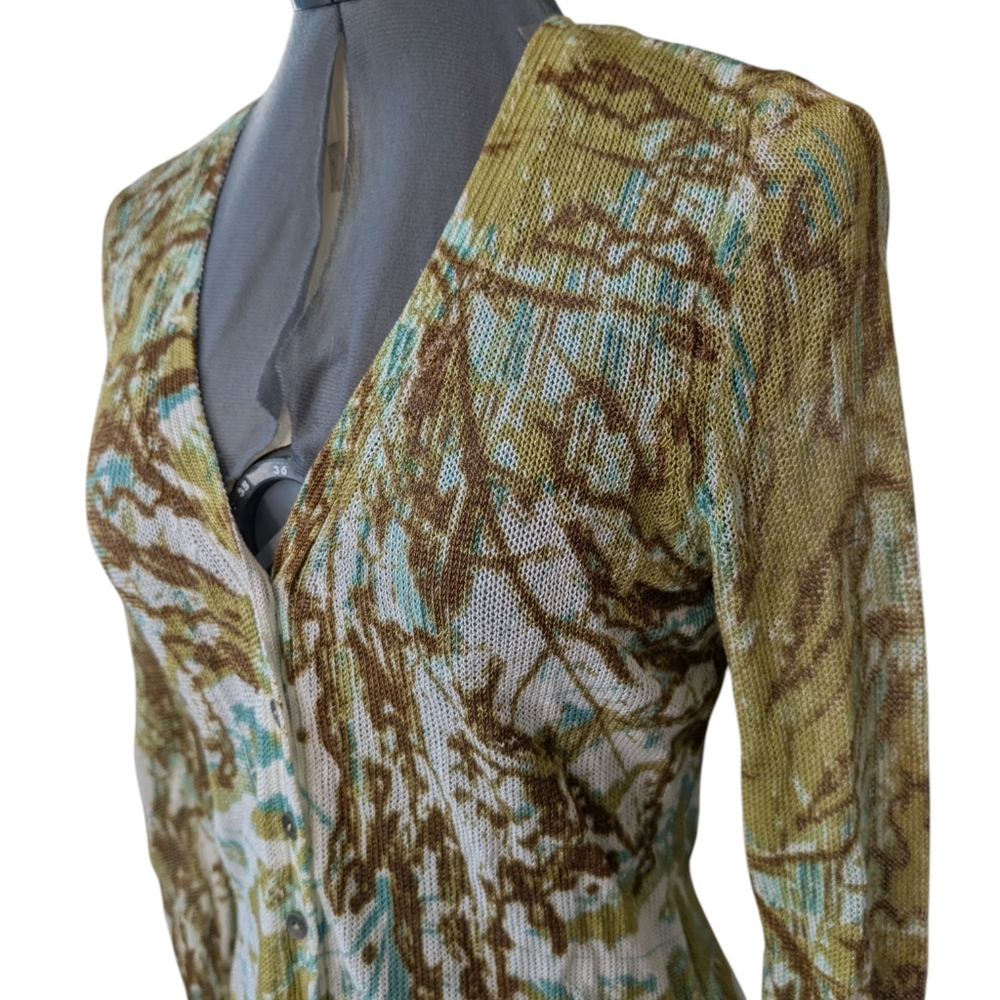 Nic+Zoe linen blend V-neck cardigan sweater Size Medium‎ Boho
